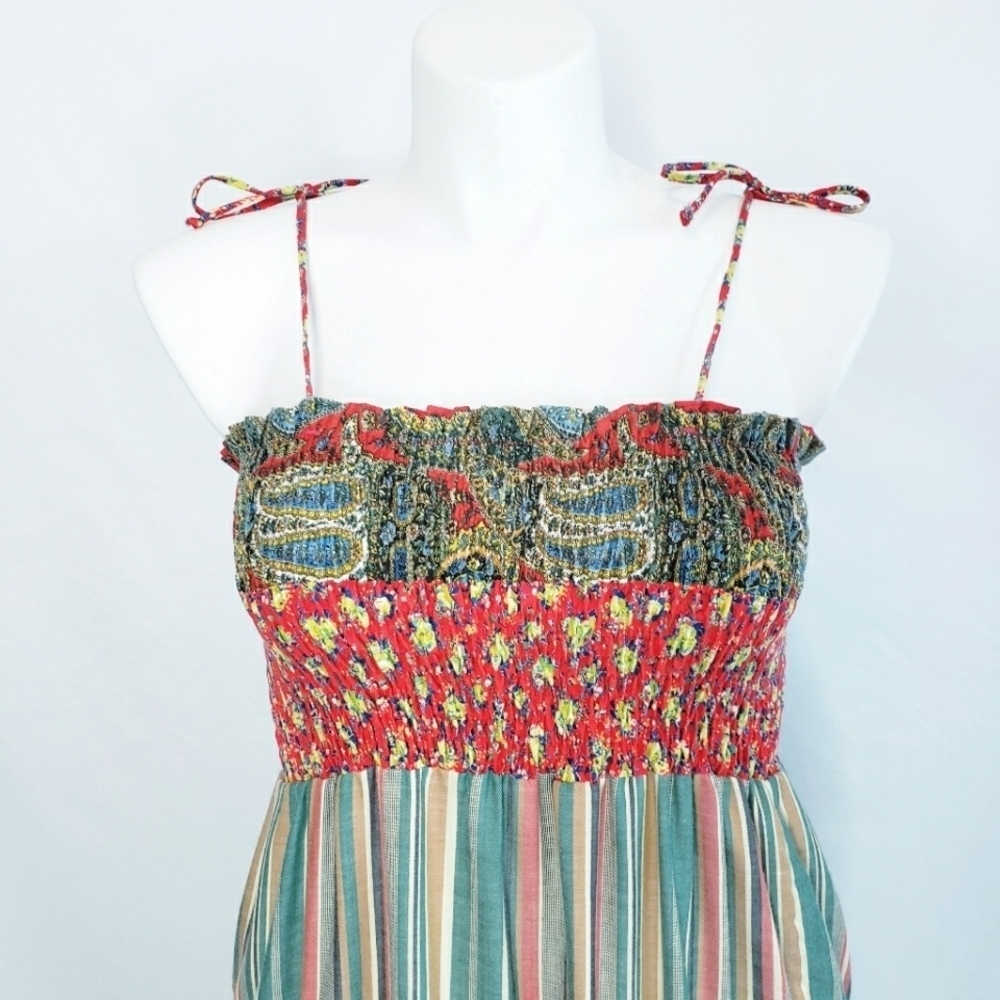 *Last Chance* Vintage Smocked Tiered Floral Midi Dress Boho Cottagecore - Picture 3 of 16